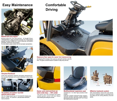 4.5t 4.5ton 4.5 T Diesel Forklift with Automatic Transmission Min. Turning Radius 2780mm