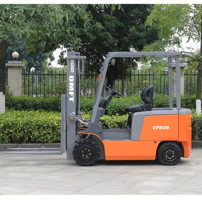 4157mm Min. Width of Right Angle Stacking 3ton Electric Forklift with Four Wheels and Steel Rubber Material