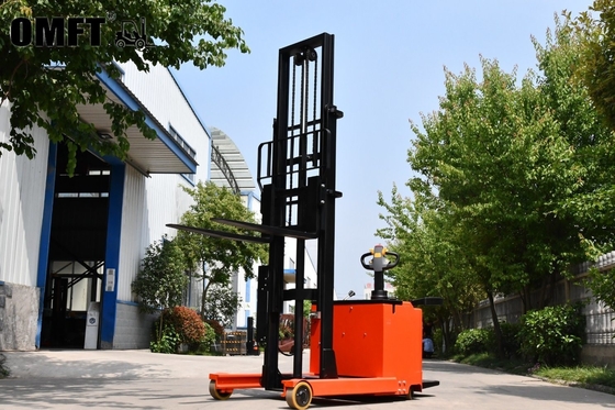 Standing Plate Omft Reach Forklift Stacker with Triple Mast 1.5t 4.5m Easy to Operate